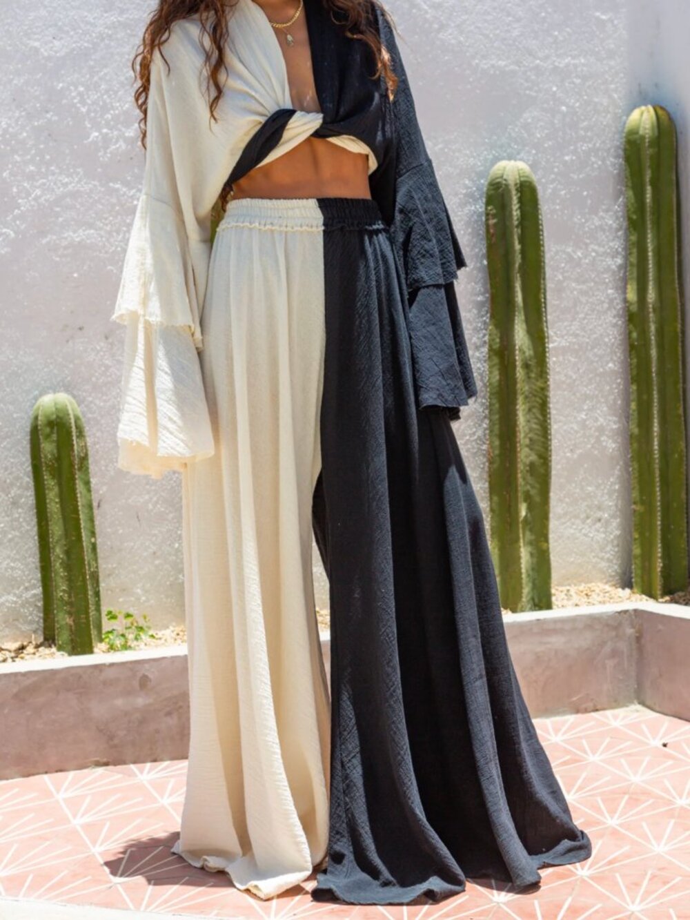 Zocalo AC Wide Leg Pant - Black/Cream XS/S